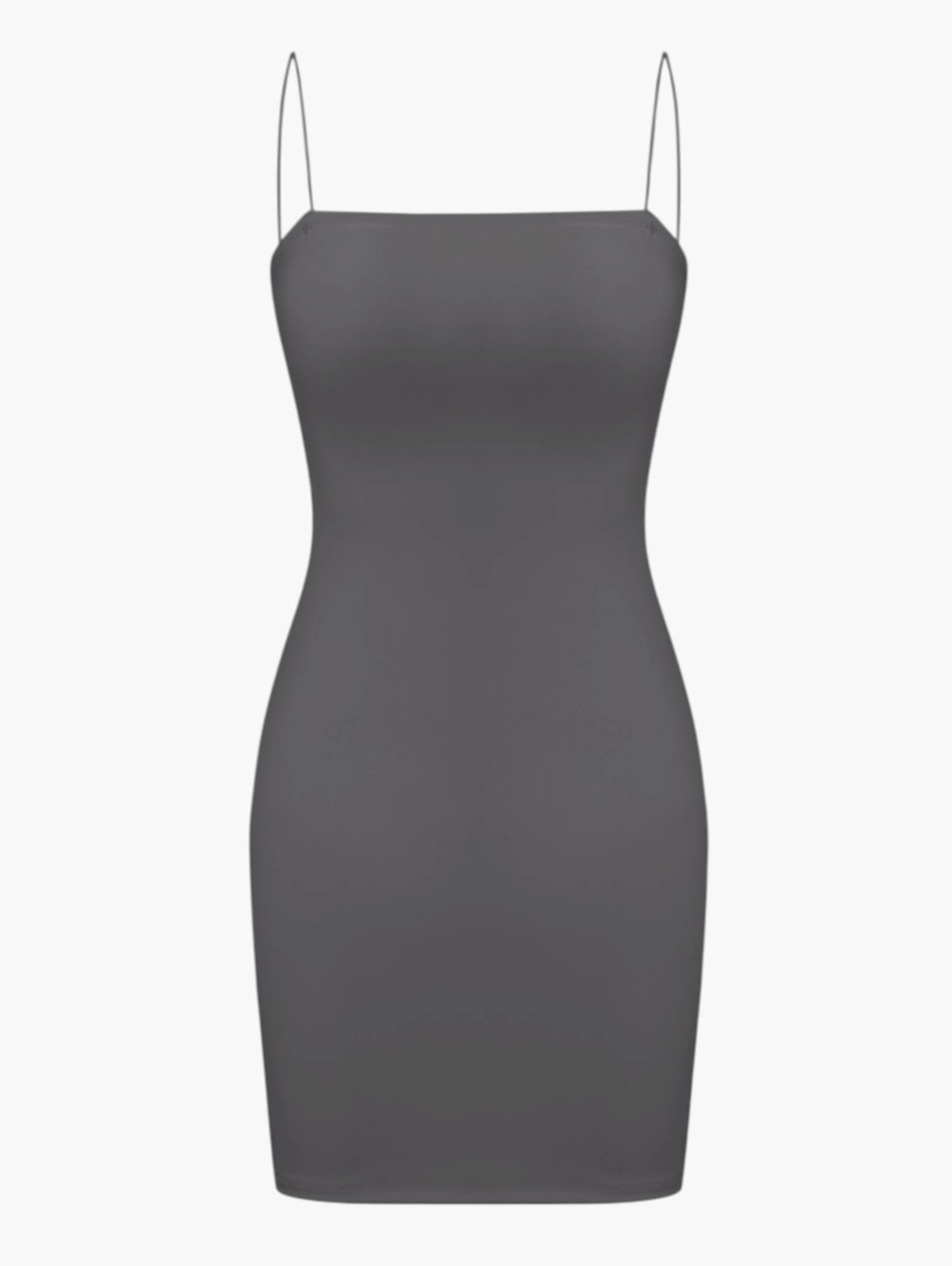 Minimalist Charcoal Gray Slip Dress with Thin Straps